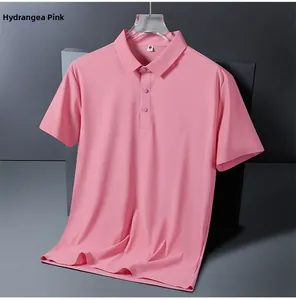Détail d'un polo rouge bégonia en soie glacée avec col thermocollé et patte à trois boutons