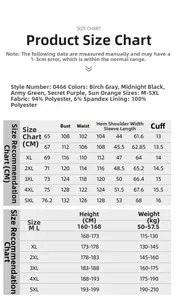 Detaillierte Größentabelle für Outdoor-Softshelljacken von Größe M bis 5XL