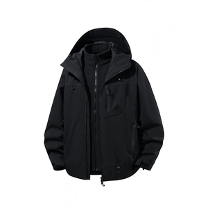 Three-in-one waterproof hiking jacket for men and women with warm fleece lining and hood