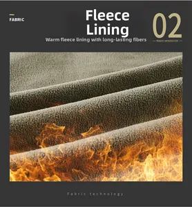Detail of warm fleece lining fabric in dark olive green for thermal outdoor vest