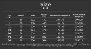 Detailed size chart for outdoor reversible fleece vest ranging from size M to 5XL