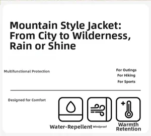 Waterproof, windproof and thermal icons for outdoor mountaineering jacket performance