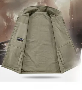 Detail of warm fleece lining and interior pocket on this outdoor tactical utility vest
