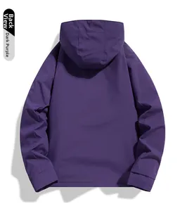Deep purple waterproof 3-in-1 hiking jacket with detachable hood and windproof cuffs
