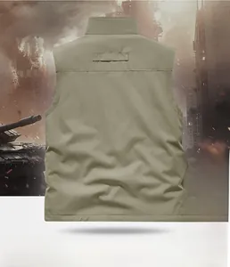 Outdoor reversible fleece vest for men featuring warm gray lining and high stand collar