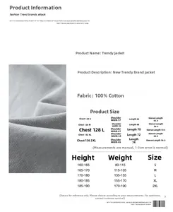 Size guide for men's vintage cotton work jacket including measurements and fit suggestions