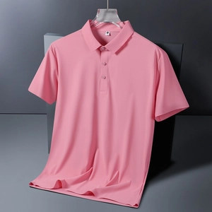 Polo à manches courtes rose avec collage sans couture et col à revers classique