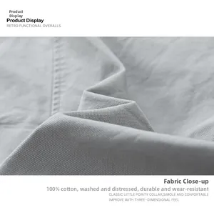 Macro detail of 100% cotton washed grey vintage workwear fabric with twill texture