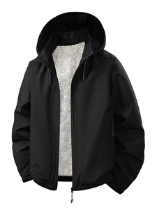 Men's Outdoor Hooded Softshell Jacket Winter Thick Fleece Lined Windproof Waterproof Casual Sport Coat Loose Workwear Top