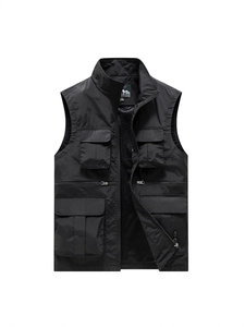 Men Outdoor Tactical Multi-Pocket Vest Stand Collar Zipper Workwear Sleeveless Jacket For Fishing Photography Travel Hiking