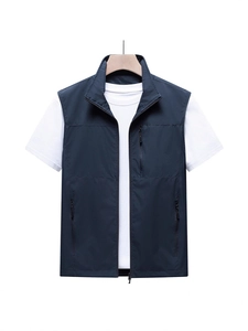 Men's Outdoor Multi-Pocket Photography Fishing Vest Casual Lightweight Stand Collar Summer Sleeveless Zipper Waistcoat Top