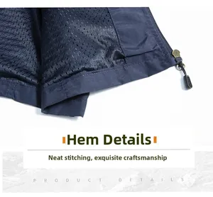 Nahaufnahme des Westen-Saums mit sauberer Naht, Mesh-Futter und Metall-Reißverschluss-Detail
