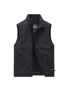 Herren Outdoor Weste mit Stehkragen und vielen Taschen zum Angeln und Fotografieren in Blau