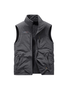 Gilet réversible pour homme avec col montant et plusieurs poches zippées pratiques