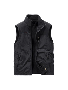 Gilet réversible homme noir de sport en polaire avec col montant coupe-vent