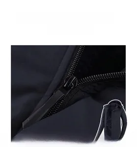 Detail of high-quality zipper and thick fleece lining on men's winter outdoor jacket