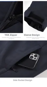 Detail of waterproof jacket showing YKK zipper, windproof cuffs and hidden side pockets