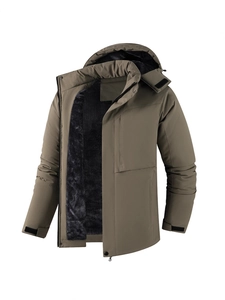 Veste à Capuche d'Hiver pour Hommes Imperméable Coupe-vent Doublée Polaire Manteau Rembourré Pour Randonnée Camping Chaud