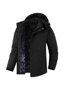 Veste à capuche imperméable pour homme avec doublure polaire grise chaude