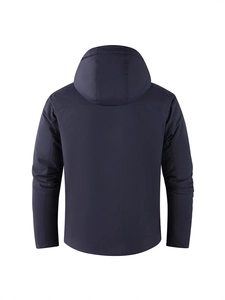 Veste à capuche d'extérieur bleu marine imperméable pour homme avec vue arrière coupe-vent