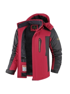 Giacca a vento outdoor rossa e grigia da uomo con fodera in pile calda e morbida