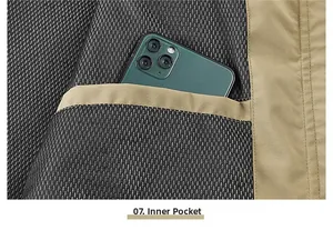Detail of jacket interior featuring breathable mesh lining and a deep inner pocket