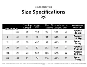 Size chart for men casual military jacket showing chest and shoulder measurements from M to 4XL