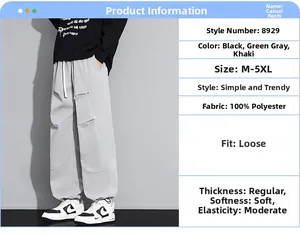 Vue détaillée du cordon de serrage réglable sur ce pantalon cargo ample pour homme