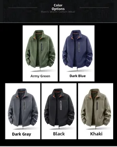 Detail view of double-sided fleece jacket showing stand collar and contrast zipper pocket