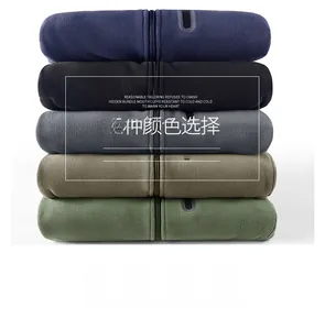 Men winter fleece jacket showing five colors including navy black grey khaki and green