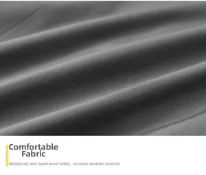 Close-up of high-density grey water-resistant and windproof fabric for men's jackets