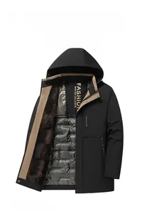Detail view of graphene heating layer and faux fur lining inside the winter jacket