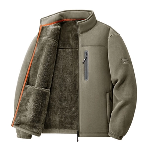 Men's Winter Fleece Jacket Thicken Warm Stand Collar Full Zip Polar Fleece Outdoor Jacket Casual Tactical Top Coats For Men