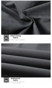 Detail of waterproof shell fabric and thermal locking inner lining of the jacket