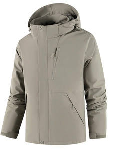 Waterproof sage green outdoor hooded jacket for men and women with windproof design