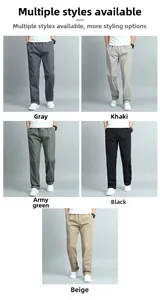 Pantalon décontracté homme coupe droite en cinq couleurs avec taille élastique confort