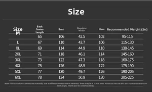 Detaillierte Größentabelle für Mehrzweck-Anglerweste mit Taschen von Größe M bis 6XL