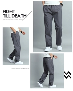 Collage de pantalons décontractés gris foncé pour hommes avec cordon de serrage