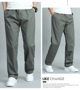 Détails du pantalon décontracté pour homme vert armée avec taille élastique ajustée