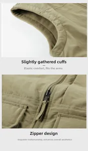 Detail of fleece lining and elastic armhole on olive green functional outdoor vest