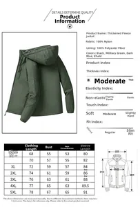 Detailed size chart for men waterproof jacket from M to 5XL with specific measurements