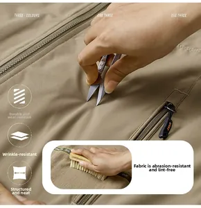 Detail showing abrasion resistance and anti-pilling test on khaki tactical jacket fabric