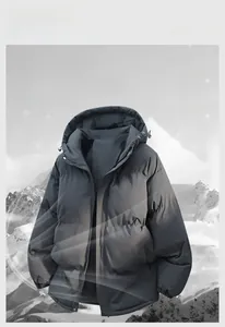 Veste d'hiver noire à capuche, coupe 3D, tissu coupe-vent et isolation thermique à 360°