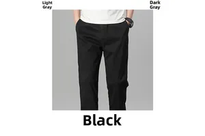 Vue détaillée du pantalon décontracté noir pour homme en coton avec poches latérales