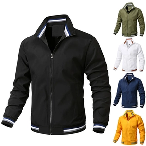 Detailed comparison of ribbed striped collar and cuffs on casual sport jackets