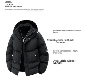 Close-up of the graphene insulated cotton jacket sleeve featuring a brand badge and ribbed cuff