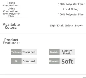 Detaillierte Größentabelle und Materialangaben für die Cord-Winterjacke aus Polyester