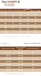 Detaillierte Größentabelle für Herren Cordjacke mit Maßen von M bis 5XL