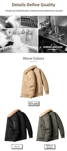 Mens workwear jacket collection showing khaki, black, and army green fleece collars