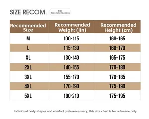 Size recommendation chart for men's fleece jacket showing height and weight from M to 5XL
